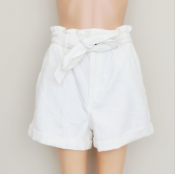 H&M High Waist Paper Bag Off White Shorts - Picture 11 of 12
